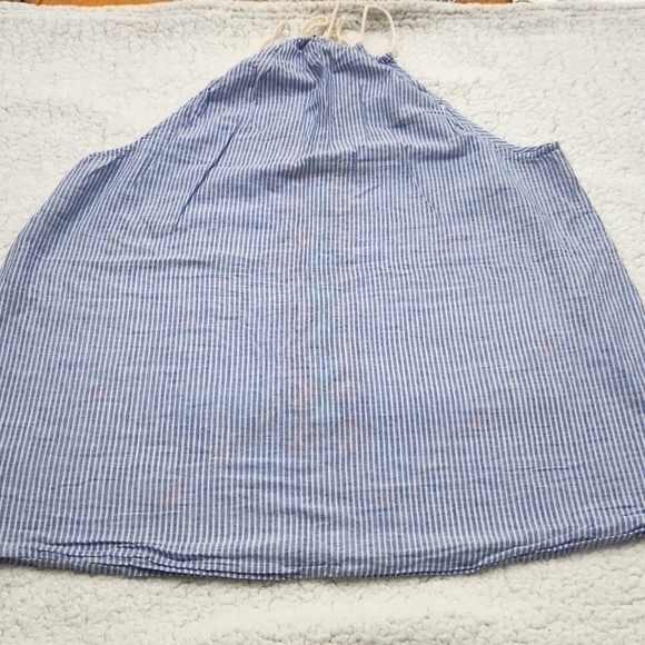 Striped Embroidered Tank Top with Tassel Tie Bohemian 100%Cotton Large - Picture 9 of 11